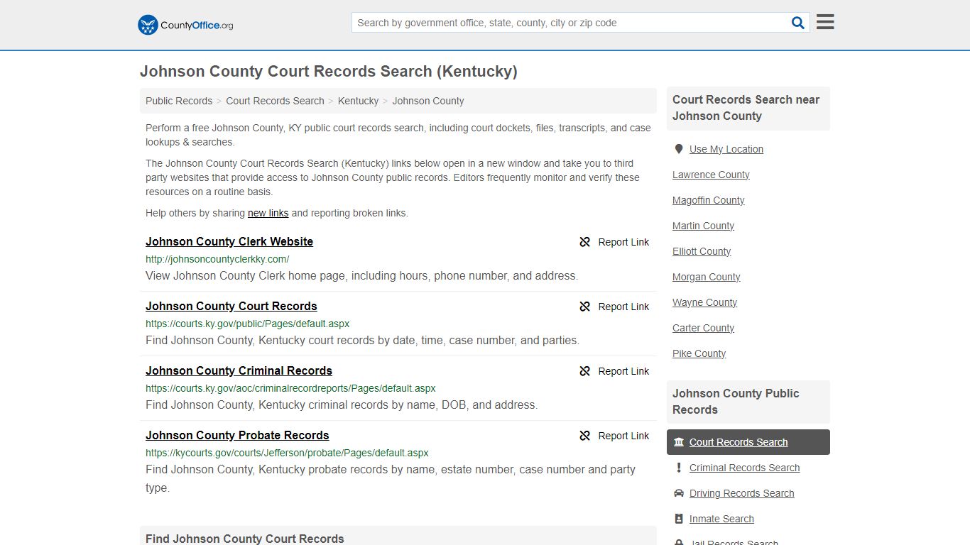 Johnson County Court Records Search (Kentucky) - County Office