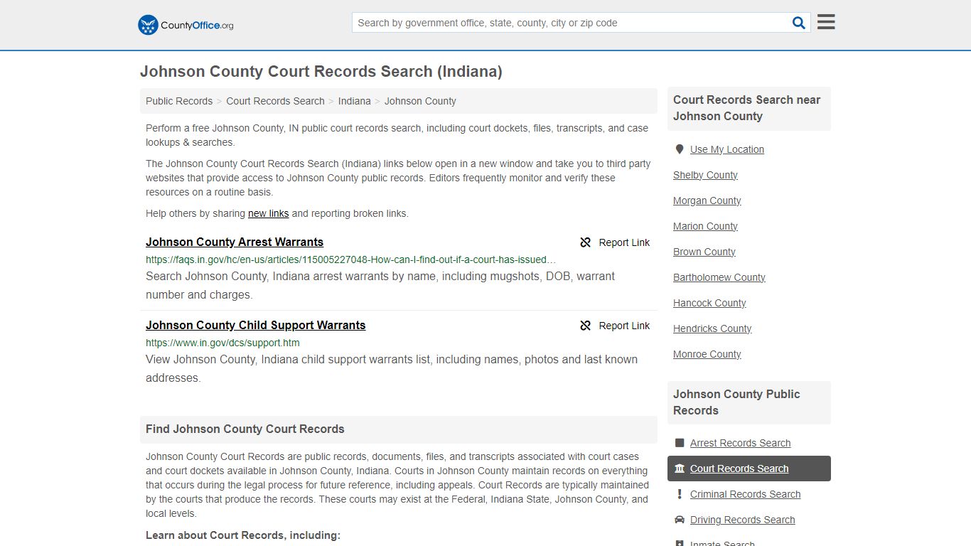 Johnson County Court Records Search (Indiana) - County Office